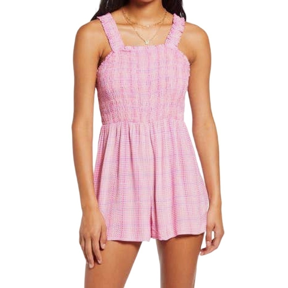 BP Romper Playsuit 100% Rayon Polka-dot Shirred Smocked Ruffles Fluttery NWOT